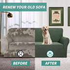 YEMYHOM Couch Cover Latest Jacquard Design High Stretch Sofa Chair Covers for Living Room, Pet Dog Cat Proof Armchair Slipcover Non Slip Magic Elastic Furniture Protector (Small, Army Green)
