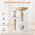 Easyego Modern Cat Tree, 26.3" Aesthetic Wood Cat Tree Tower for Large Cats