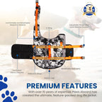 Dog Life Jacket — Premium Swim Vest with SafeChin Anti-Choke Collar | PAWS Aboard Grey Camo | RapidLift Rescue Handle, D-Ring, Reflective Trim | Boating, Kayaking, Pool | Medium (25–50 lbs)