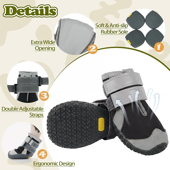 Pezluxe Dog Shoes for Small Dogs, Breathable Dog Boots for Hot Pavement | Anti-Slip Dog Booties for Hardwood Floors,Waterproof Paw Protectors for Dogs Summer Walking Hiking WinterSnow Outdoor,Black,2