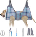 BEAUTYZOO Medium Dog Grooming Hammock Harness, Nail Trim Restraint Sling, M | Dog Hanging Harness for Nail Trim, Adjustable Hook & Loop, Soft Neck Support/Dual Safety Straps for Stress-Free Grooming,Blue