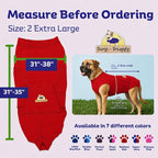 SurgiSnuggly Surgery Recovery Suit for Dogs, Female Spay or Male Neuters, A Surgical Onesie E Collar Dog Cone Alternative for After Surgery Procedures Fits Large, XL and Giant Dogs - 2XL Red EC