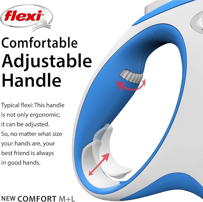 FLEXI® Comfort Tape Retractable Dog Leash, Medium, 16 ft - Blue | German engineered, original flexi leash, durable quality for dogs up to 55 lbs, tangle-free, walking, reliable brake system