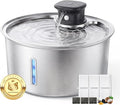 Jzlapro Wireless Cat Water Fountain,108oz Stainless Steel,Battery Operated | 3 Pack Filters | Cordless & Rechargeable | Motion Sensor | BPA-Free | DishwasherSafe | 20dB Ultra-Quiet | 3.2L capacity