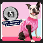 FUAMEY Dog Surgery Suit, Surgical Suit for Dogs, Dog Onesie for Surgery | Cone Collar Alternative, Abdominal Wound Protector, Anti Lick Suit, Soft Dog Bodysuit after Surgery Female Male, Rose Dye XL