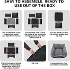 Dog Beds for Small Medium Dogs, Washable Soft Fleece Dog Bed with Removable Cover, Puppy Sofa Bed with Anti-Slip Bottom, Pet Sleeping Bed for Indoor Cats & Dogs Under 23 lbs (Grid Black)