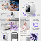 2.5K Pet Camera Indoor with Phone App, Dog/Cat Camera, 4MP Indoor Camera for Home Security, Baby Monitor with Free AI Person/Pet/Cry Detection, Pan Tilt 2.4GHz WiFi, Full Duplex 2-Way Audio