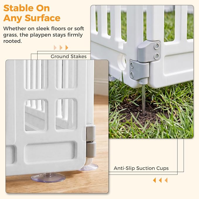 NEWBULIG Dog Playpen 6-Panel, 24IN Puppy Playpen, Stable Dog Play Pen Indoors Outdoor with Secure Locking Door, Plastic Pet Fence for Small & Medium Dogs