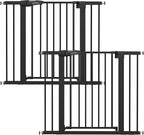 Babelio Pressure Mounted Baby Gate for Stairs, 26-40" Wide Dog Gate,2 Pack | Triple-lock System; Pressure/Wall Mount; Auto-close; 200N Impact Tested; Easy Install for Doorways, Kitchen, Hallway, Black