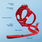 Best Pet Supplies Voyager Step-in Air All Weather Mesh Harness and Reflective Dog 5ft Leash Combo with Neoprene Handle, for Small, Medium and Large Breed Puppies - Red, X-Large