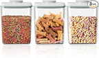 3 PACK Dog Treat Container Airtight POP Container with Lids, 1.3 Qt x 3, Food Grade, Clear, Dog Treat Jar Food Canister Set for Dog Food, Snack, Cookie