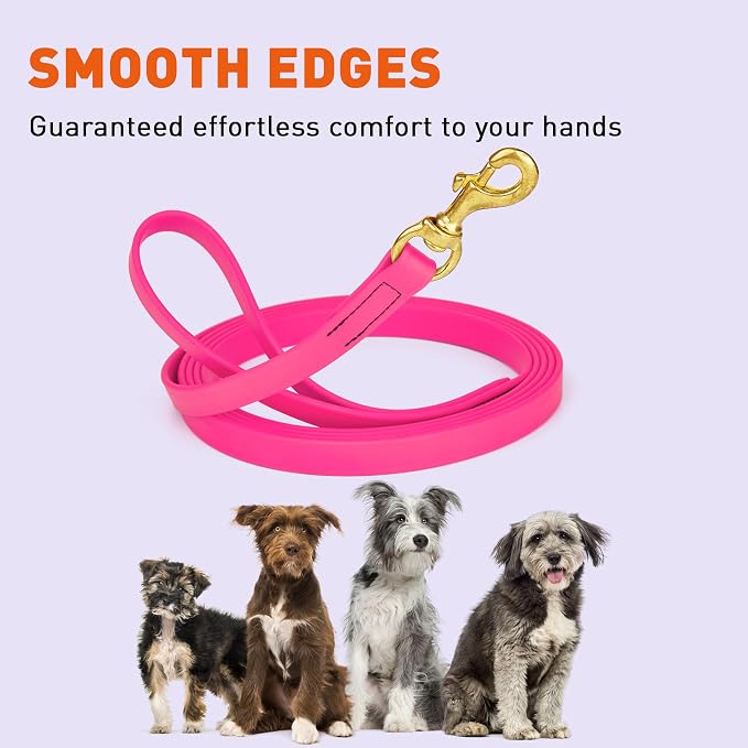 Viper Biothane K9 Working Dog Leash Waterproof Lead for Tracking Training Schutzhund Odor-Proof Long Line with Solid Brass Snap for Puppy Medium and Large Dogs, 33ft Passionfruit Pink