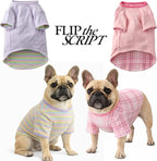 Pet Passion Rover - The Reversible Tee, 2 Pack Short Sleeve Pet T-Shirt 100% Organic Cotton Tees for Small, Medium, Large Dog Clothes, Pink Preppy Plaid, XX-Small