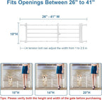 Malier Dog Gate with a Small Door, Extra Wide All Metal Short Dog Gate Pet Gate for Stairs, 10'' Tall Pressure Mount Easy Step Over Puppy Gate Low Gate for Doorways