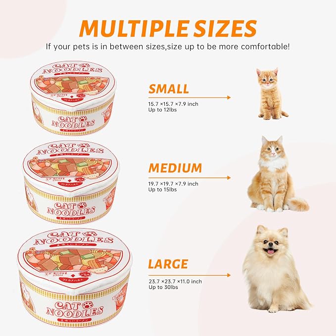 寵幸 Ramen Noodle Dog & Cat Bed,Keep Warm and Super Soft Creative Pet Nest for Indoor Cats,Removable Washable Cushion for Small Medium Large Dogs and Cats