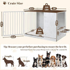 TBWIND 36" Dog Crate Furniture End Table for Medium Dogs, White | Furniture-Style Dog Crate with 270° Rotating Door, 360° Feeding Station, Dual Latch Locks & Soft Cushion