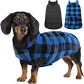 ASENKU Reversible Dog Winter Coat, Dog Jacket for Small Medium Large Dogs | Windproof Plaid Fleece Lining for Cold Weather, Water-resistant Outer Shell, Puppy Puffer Vest with Leash Hole, Blue XS