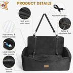 JOEJOY Dog Car Seat for Large Medium Sized Dogs Under 55 lbs, Dog Booster Seat for 2 Small Dogs with Detachable Washable Cover, Memory Foam Pet Car Seat with 2 Safety Belts and Storage Pockets