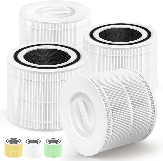 Core 300 Replacement Filter for LEVOIT Core 300S-P Air Purifier | Compatible with LEVOIT Core 300, 300S, P350 VortexAir Air Purifier, 3-in-1 H13 True HEPA, 4-Pack Core 300-RF, White