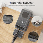 FURTIME Stainless Steel Litter Box with Lid, Enclosed Metal Cat Litter Box | XL Extra Large, Cat Box with High Sided Enclosure & Scoop, Big Cats, Front & Top Entry, Odor Free, Anti-Leakage, Grey