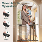 Cumbor 30-40.6 in Baby Gate for Stairs and Doorways, Dog Gate Indoor Brown | Mom's Choice Awards Winner, Auto Close, Double Lock, Safety Child Gate for Toddlers & Pets, Pressure or Hardware Mounted