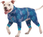 LovinPet Boxer Dogs Onesie Pajamas - UV Protection&Wound Care, Anxiety Relief, Lightweight Stretchy Fabric, Reflective Stripe, Coral Tree Print, Post Surgery Clothes, Pet PJ's/Large