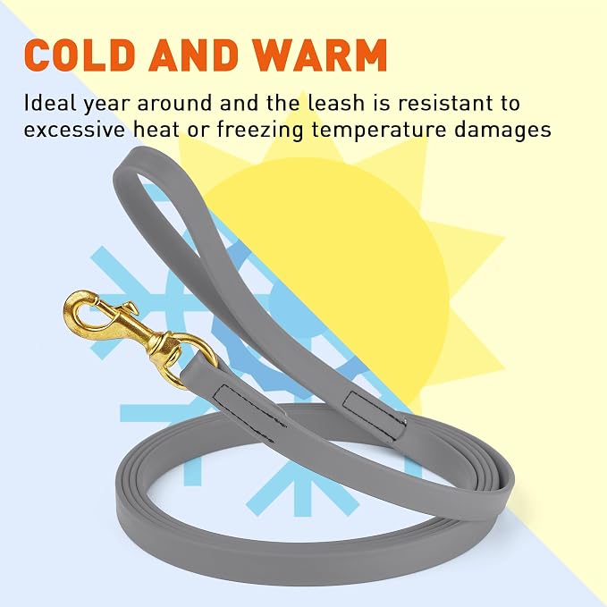 Viper Biothane K9 Working Dog Leash Waterproof Lead for Tracking Training Schutzhund Odor-Proof Long Line with Solid Brass Snap for Puppy Medium and Large Dogs, 33ft Battleship Gray