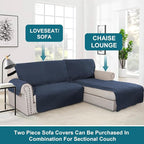 Turquoize 100% Waterproof Sofa Covers Chaise Lounge L Shape Sofa Protector Slip Cover Triple Non-Slip Sofa Slipcover for Chaise Sectional Couch Cover for Pets, Kids (Chaise, Navy)