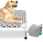 Kuntrust Elevated Outdoor Dog Bed, Large Size, Fits up to 100lbs | Breathable Fabric, Dual-Layer Cotton, Stainless Steel Frame, Anti-Slip Feet