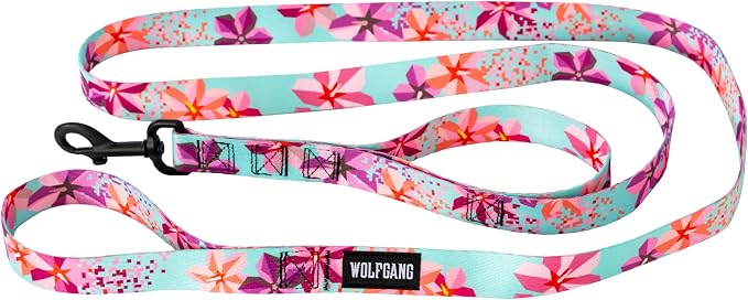 Wolfgang Heavy Duty Dog Leash, Pull-Tested to Over 800 lbs for Walking & Training, DigiFloral Print, Dual-Handle Large