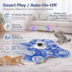 Interactive Cat Toy for Indoor Cats, Rechargeable 3-in-1 Hide and Seek Cat Toy with Spinning Butterfly & Plush Tail, Ultra-Quiet Touch Activated Self Play Cat Exercise Toy for Adult Kittens (Teal) | Touch Activated, Spinning Butterfly, Plush Tail, Ultr...