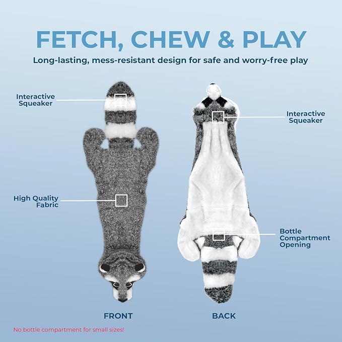 Best Pet Supplies Squeaky Dog Toys with Soft Durable Fabric for Small, Medium and Large Pets Interactive Toy for Indoor Play, Supports Active Biting and Play - Raccoon, Large