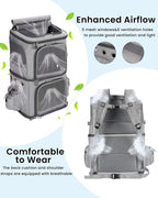 HOVONO Double-Compartment Cat Backpack Carrier for Mulit-Cat Families | Extra Large Pet Backpack Carrier for 2 Cats with Removable Divider and Breathable Mesh Windows for Hiking/Camping/Vet Visits
