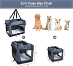 JESPET Soft Dog Crates Kennel for Pets, 3 Door Soft Sided Folding Travel Pet Carrier with Straps and Fleece Mat for Dogs, Cats, Shale Green, 36'' (2-Grey, X-Large(36" L x 24" W x 27" H))