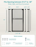 No Pawblems 55" Extra Tall Pet Gate, 31.5"-48" Wide Tall Dog Gate, Black | No Drilling Pressure Mounted, 1.37" Bar Spacing, 25.6" Walk-Thru Opening, Auto Close, One-Hand Operation, Dual Lock Design