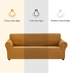 Joccun Stretch Couch Cover Slipcovers, 1-Piece Sofa Covers for 3 Cushion Couch Spandex Jacquard Washable Furniture Protector Cover for Living Room,Kids,Pets(Sofa,Gold)