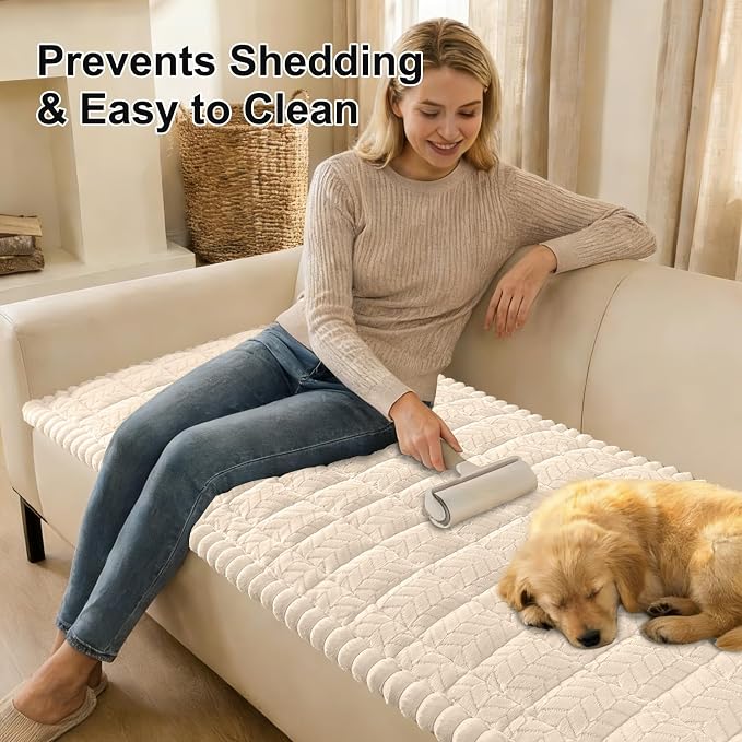 Smiry Couch Cover for Dogs, Non Slip Fuzzy Pet Sofa Covers Washable | Sofa Slipcovers for 3 Cushion Couch, Soft Thick Furniture Protector for Cats Dogs, Against Fur, Dirt, Scratch (27.6"x70.9")