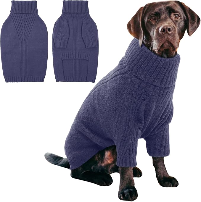 IECOii XXXL Dog Sweater,Warm Dog Sweaters for Extra Large Dogs Girl Boy,Stretchy & Cozy,Turtleneck Knitted Pullover for Pet Wear On Holiday,Easy On Doggy Sweatshirt for Labrador (Blue,XXXL)