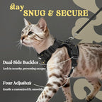 rabbitgoo Cat Harness and Leash Set, Escape Proof Vest, Lunar Prowl | Soft Breathable Mesh, Easy Adjustable Fit, Snap Buckles, Sturdy Clip, Reflective Strips, for Average Cats Walks, S