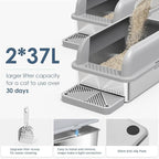 Suzzipaws 2 Pack XL Enclosed Stainless Steel Cat Litter Box for Multi-Cats | High-Side Anti-Leakage Stainless Steel Litter Box, Non-Sticky, Easy-Clean, Less Tracking for Big Cats & Multi-Cat Homes