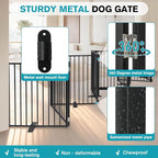 Snagle Paw Extra Wide Dog Gate,Free Standing Dog Fence with Door, Up to 208 Inch Wide Pet Gate with Support Feet for Stairs, Hallways, Doorways, Yard (Black, 8 Panels)