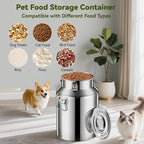 Newget 21lb Stainless Steel Dog Food Storage Container with Scoop | Airtight Seal, Hangable Lid for Easy Access, Scoop Included, for Cat Food, Bird Seed, Rice, Grain, Pantry Storage