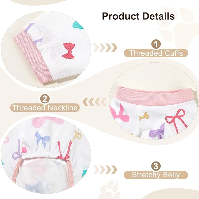 Bienbee Dog Pajamas, 4 Pack Adjustable Onesies for Small to Large Dogs L | Dog Shedding Suit with Soft Fabric, Breathable & Stretchy, and Adjustable Back Length for Sleeping Lounging and Daily Use