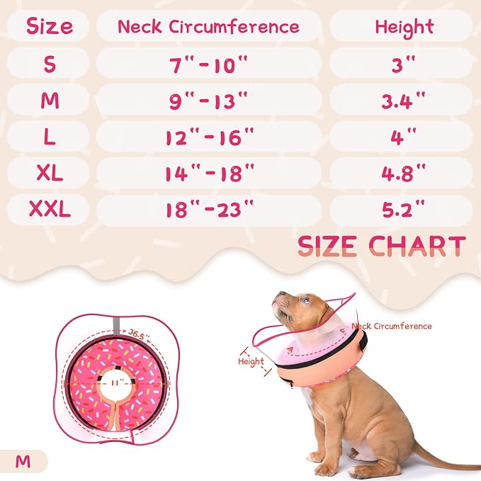 Supet Raised Inflatable Dog Cone Collar to Stop Licking, Soft Dog Cone Alternative After Surgery, Doggie Neck Donut Collar for Small Medium Large Dogs