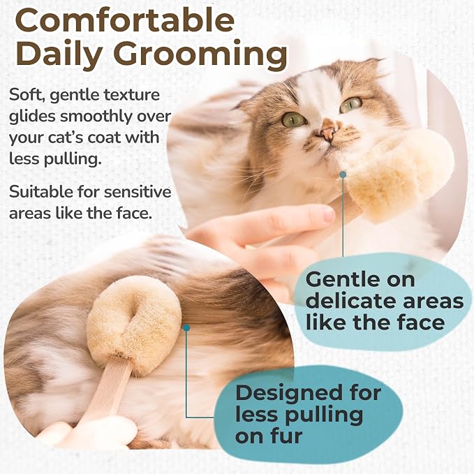 Wablade Cat Brush for Sensitive Cats & Kittens, Soft, 7.9", Made in Japan | Daily grooming & massage for routine care, gently lifts loose surface fur with natural sisal fibers (Not a Deshedding Tool)