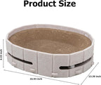 Interactive Cat Scratcher Lounge Bed Heavy Duty Corrugated Cardboard Cat Scratching Pad Bowl with Built-in Track & 2 Bell Balls for Indoor Cats Claw Care and Rest Cat Scratching Bowl, Beige