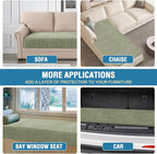 H.VERSAILTEX Plush Chenille Dog Bed Cover Thick Soft Sofa Cover for 3 Cushion Couch Anti Slip Couch Cover Furniture Protector for Dog, Pet, Cat (35" x 82", Sage)