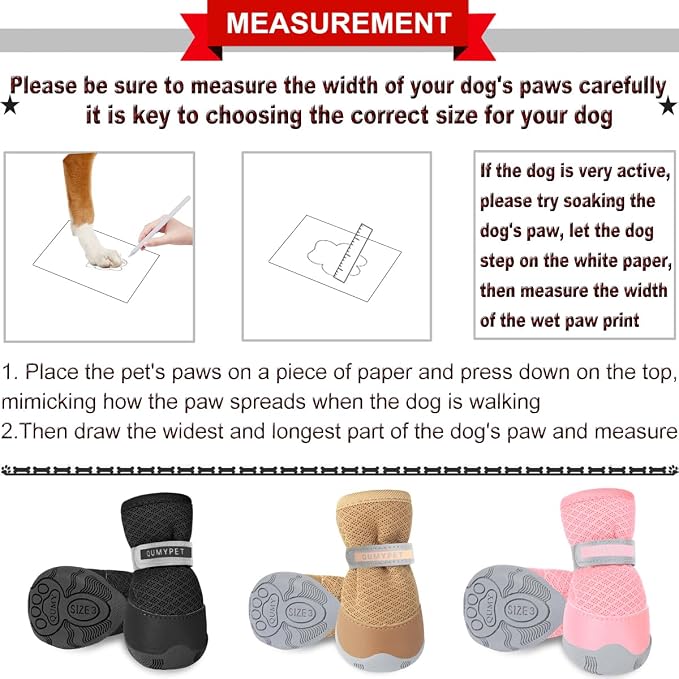 QUMY Dog Shoes for Small Dogs Hot Pavement Puppy Dog Boots & Paw Protectors | Small Medium Dog Summer Shoes, Soft Anti-Slip Rubber Sole, Mesh Breathable Dog Booties for Hardfloors, Walking Running
