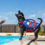 Kuoser Dog Life Jacket High Flotation, American Flag Dogs Life Vest for Swimming Boating, 4th of July Dog Lifejacket with Reflective & Rescue Handle, Adjustable Doggy Life Preserver for Small Dogs, S