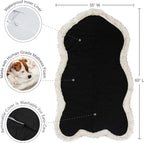 Faux Fur Orthopedic Dog Bed, Memory Foam, White w/Brown Tips 60"x35" | Plush Washable Dog Rug with Waterproof Machine Washable Cover, Calming for Anxious Senior Dogs, Relieves Joints